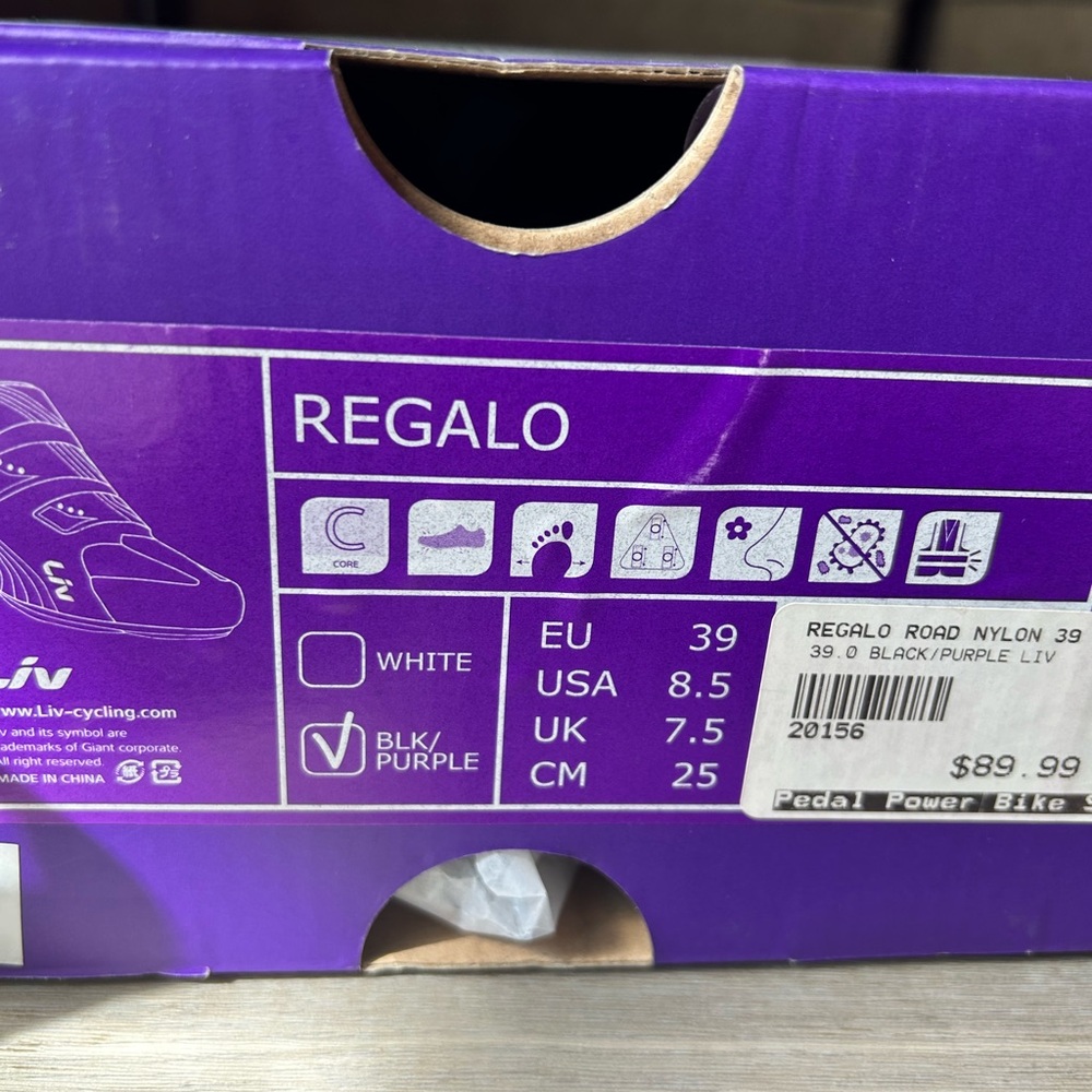 Black and Purple Liv Cycling Shoe, used ONCE